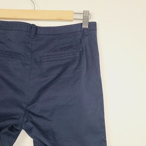 ATM Casual Pants 4 Navy Blue Poplin Pockets Skinny‎ Casual Mid-Rise Belt … - Picture 4 of 8